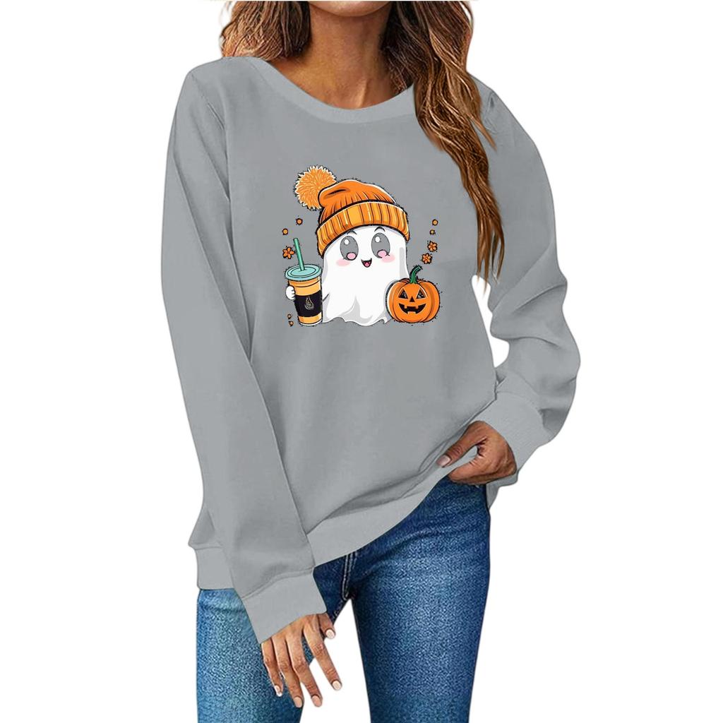 Women's Fashion Casual Print Casual Long Sleeve Round Neck Sweatshirt Top