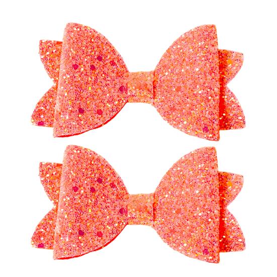 Colorful Hair Accessories for Photoshoots 2Pcs Solid Color Glitter Bow Clip Girls, Double Layer Sparkling Non Slip Clips Children Hairpin, Decorative