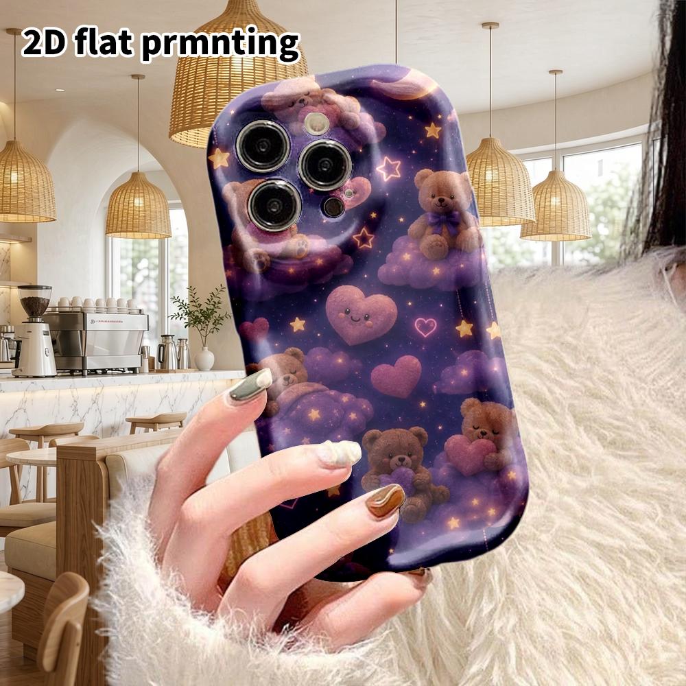 Phone Case: 2D flat design suitable for iPhone 18 17 16 15 14 13 Pro protective case, couple style, full print of cute bears, Christmas and Halloween 