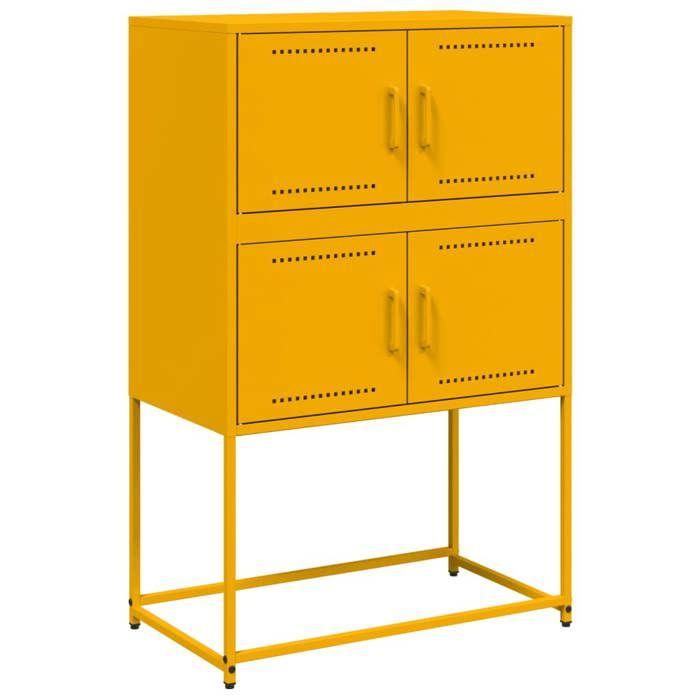 VidaXL Mustard Yellow Buffet 68.5x38.5x107 Cm Steel, Cabinet, Sideboard, Storage Cabinet, Cupboard, 846485