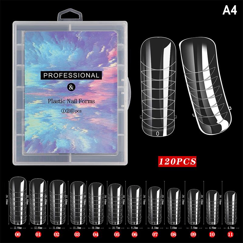 120 Pcs/Set Clear Dual Forms False Nails Full Cover Quick Building Gel Mold Tips Nail Extension Molds Upper Forms For Nails Tips