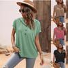 T-shirt d'été décontracté à manches courtes pour femme, couleur unie, grande taille, avec capuche et boutons, ample et élégant