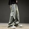 American High Street Straight Jeans Men's Spring and Autumn Retro Washed Casual Loose Wide-leg Overalls