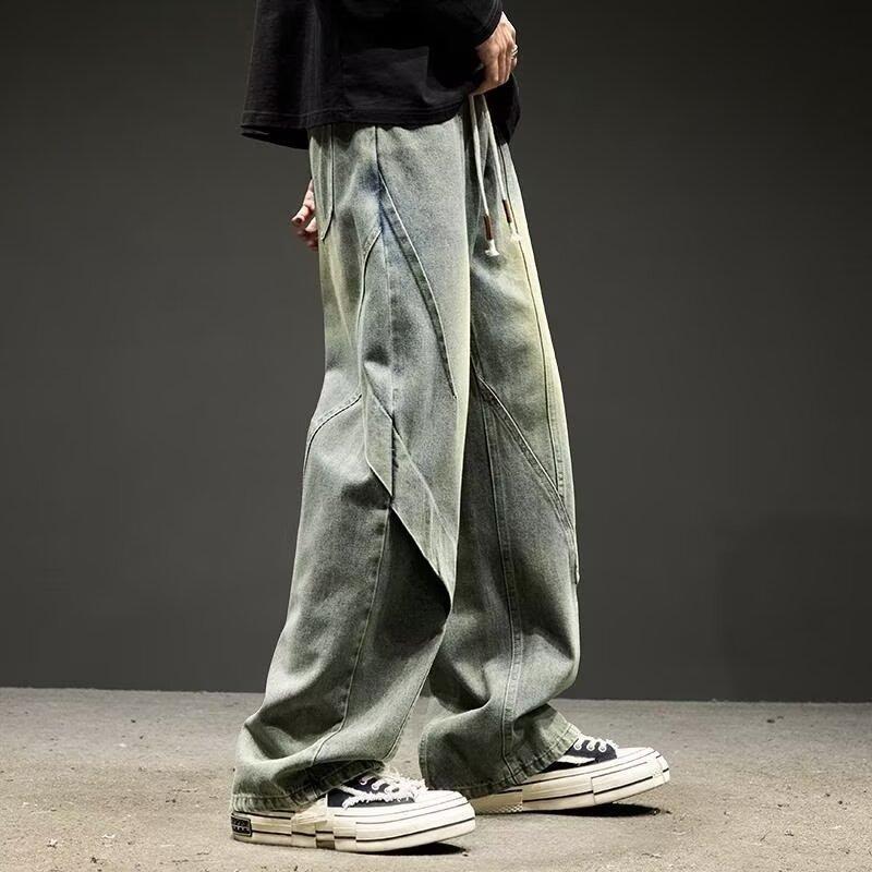 American High Street Straight Jeans Men's Spring and Autumn Retro Washed Casual Loose Wide-leg Overalls