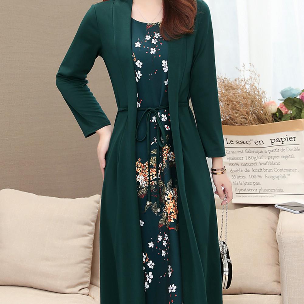 Impresión floral oficina señora vestidos elegantes sueltos falsos dos  piezas mujeres vestido mujeres rodilla longitud vestido comprar a buen  precio — entrega gratuita, reseñas reales con fotos — Joom