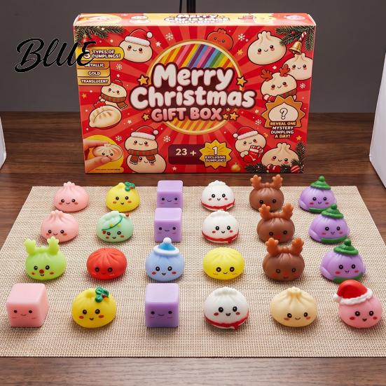 Soft Squeeze Toys Box with Advent Calendar Christmas Toy for Anxiety 24-Day Countdown Mini Stress