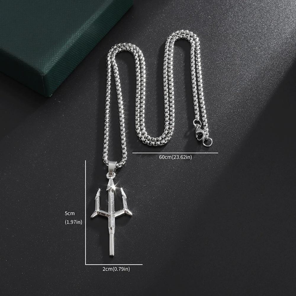 New Trident Cross Pendant Necklace Unisex Unique Trendy Versatile Hip Hop Hot Selling Accessories Wholesale 60cm