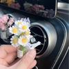 Car Center Console Air Outlet Simulated Flower Clips Ornaments Babysbreath Jasmine Glass Vase Ornaments For Girls Decorations