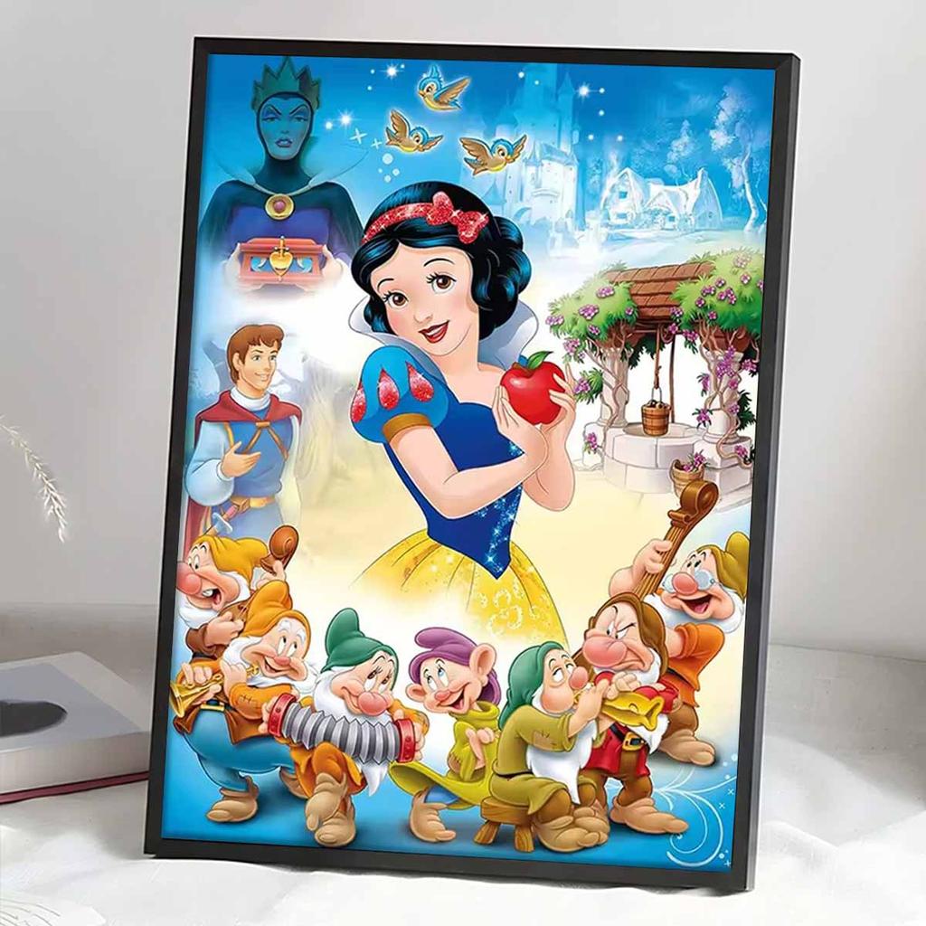 Rundes Diamantbild Prinzessin, Königin und Zwerg Kunst Strassstein Bild Mosaik DIY 5D Kreuzstich Stickerei Heimdekoration