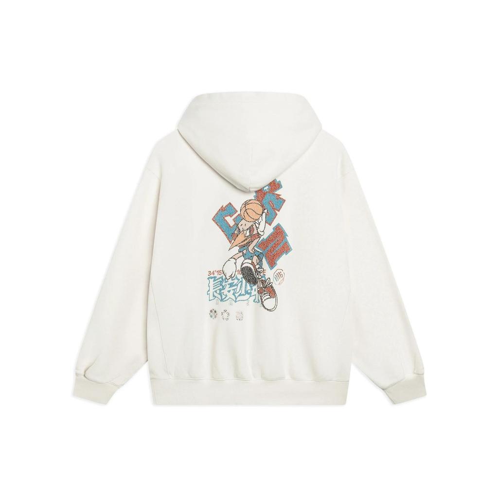 Li-Ning Printed Solid Color Pullover Long Sleeve Sweatshirt Unisex Sweatshirt White AWDSG47-2