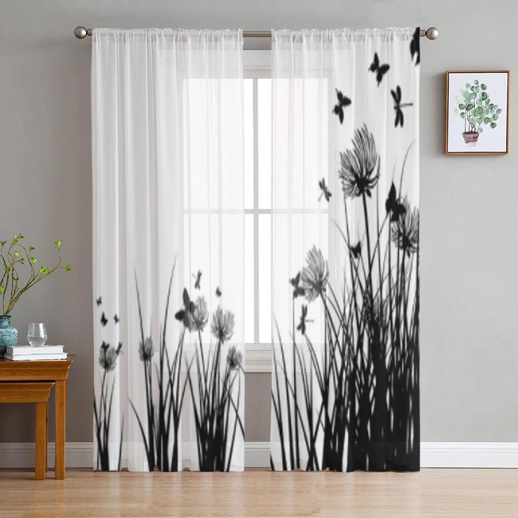 Dandelion Dragonfly Sheer Curtains Window Curtains For Living Room Bedroom Blinds Kids Room Home Decor