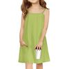 Children's Sleeveless Square Neck Summer A-Line Casual Holiday Suspender Dress