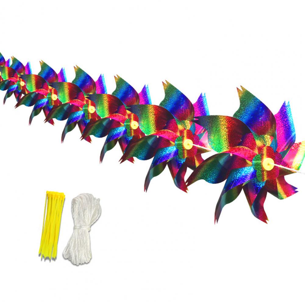 Bird Repellent Pinwheels The Breeze Turns Reflective Toy Wind Spinners Lengthen Colorful Bird Repellent Windmill for Outdoor