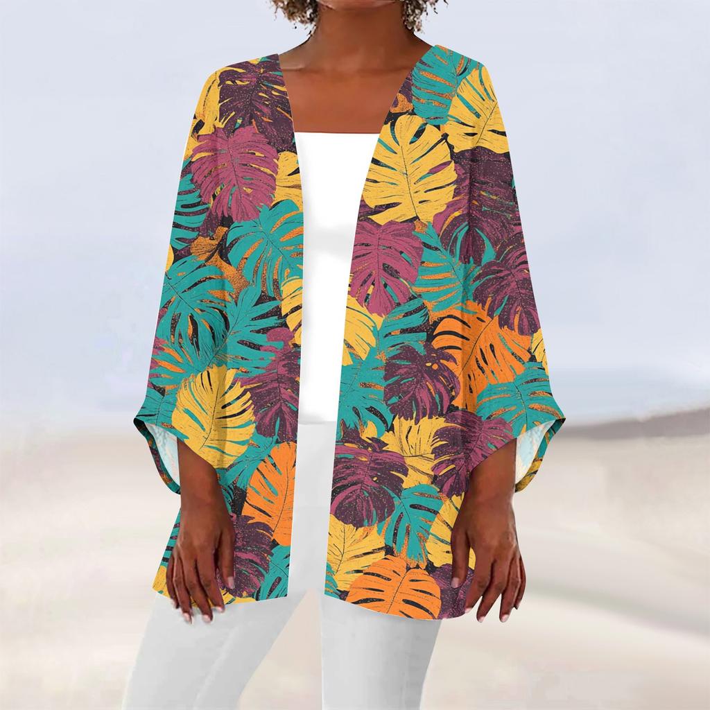 Women's Casual Fashion Printed Lightweight Mid-length Jacket Cardigan