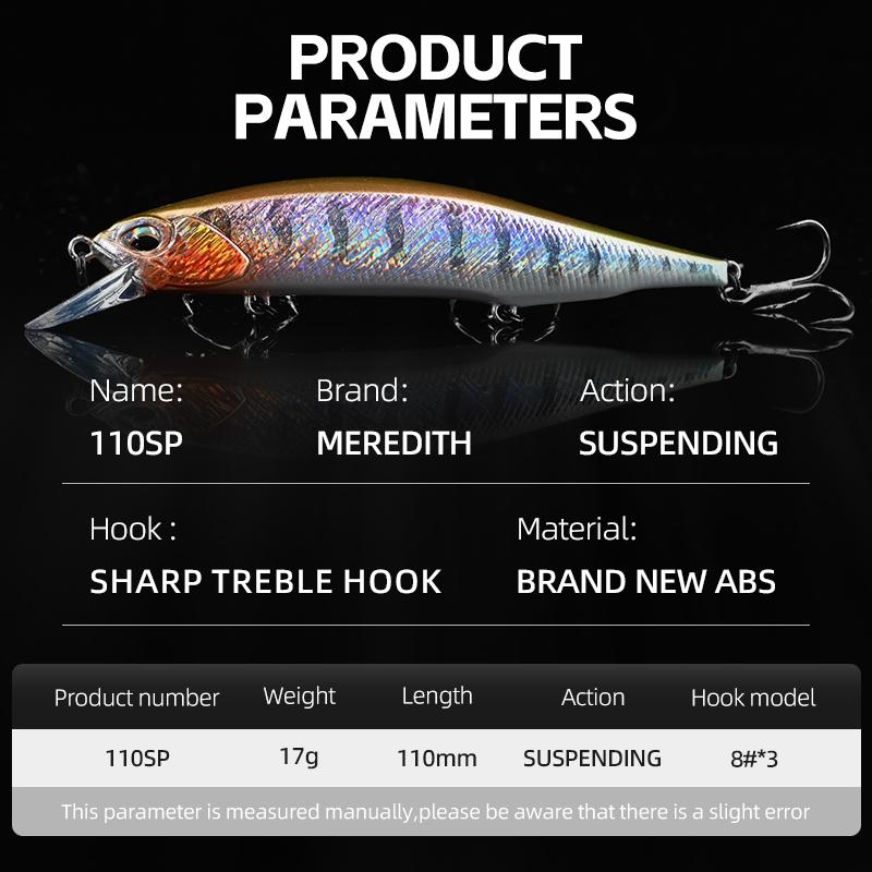 MEREDITH JBR-110SP Jerkbait 110mm 17g Tungsten Suspending Minnow Pike Bass JBR-110SP