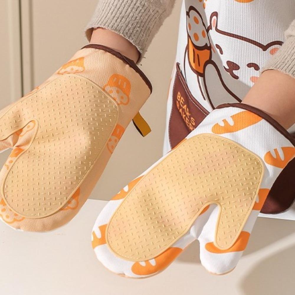 Thickened Insulated Gloves Cotton Microwave Oven Gloves Durable Heat-Resistant Gloves  Kitchen