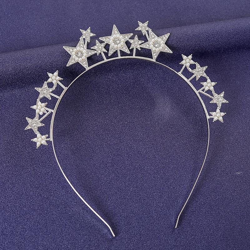 Silver Color Crystal Hairband For Women Prom Pearl Rhinestone Headband Bridal Wedding Hair Accessories Jewelry Hairband Tiaras