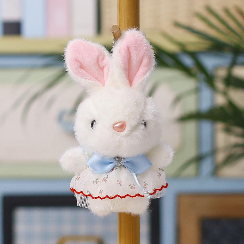 Cute Bunny Plush Hanging Toy With Satin Neck Bow For Wedding Decor And Kids Gift