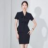 Women's Thin Dark Blue Short-Sleeve Suit Set - Summer Hotel Front Desk, Lobby Manager, Jewelry Store Uniform