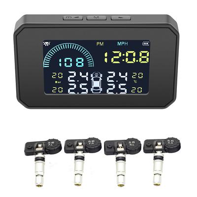 TPMS OBD2 HUD Kabelloses Reifendrucküberwachungssystem mit Solarpanel und 4 internen Sensoren