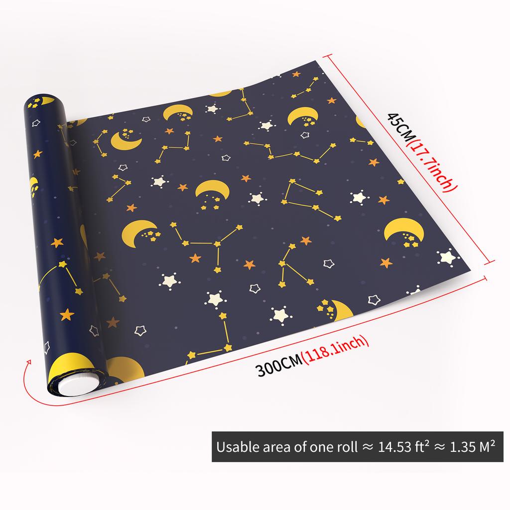 45x300CM Fresh Style Adhesive Wall Wallpaper,Waterproof PVC Peel&Stick Wall Sticker for Kids Room Bedroom Living Room Home Decor