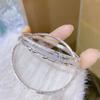 Three Lives Three Worlds Silver Plated Frosted Bangle Bracelet with Carved Text, Adjustable Design