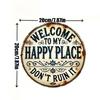Outdoor Metal Wall Decor Round Welcome Sign Funny Don't Ruin It Quote for Front Door Porch Patio Garden Yard Fence Home Entryway