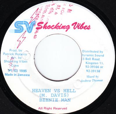 7inch Record BEENIE MAN - Heaven Vs Hell NONE Shocking Vibes 1995 Jamaica Reggae, Ska & Dub Used