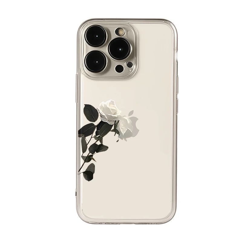 The New Simple Pure White Rose iPhone17Promax Mobile Phone Case Is Suitable for Apple 16promax Space Case 15.