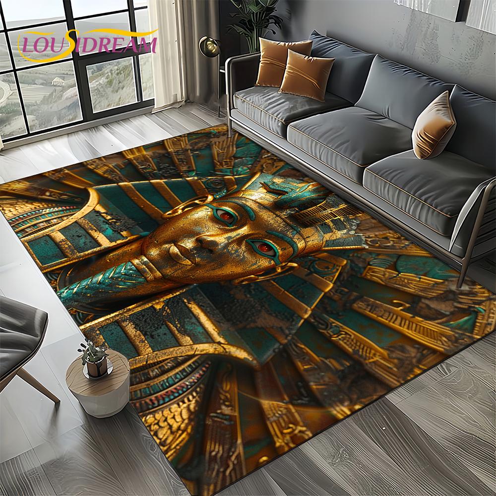 Ancient Egypt Death Anubis Pharaoh Horus Mythology Carpet Rug for Living Room Bedroom Home Sofa,Area Rug Non-slip Floor Mat