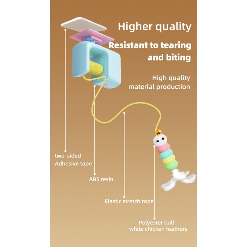 1pc Automatic Swing Door Toy with USB Charging - Indoor and Outdoor Interactive Hanging Cat Ball (artificial Feathers) - Suitable for All Breeds