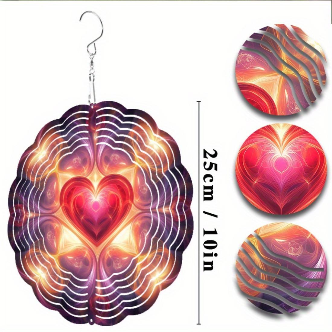 

Металлический флюгер в стиле бохо, 10 дюймов, дизайн с узором в виде сердца, крючок с вращением на 360° для легкой подвески, художественный декор для балкона, газона 01A