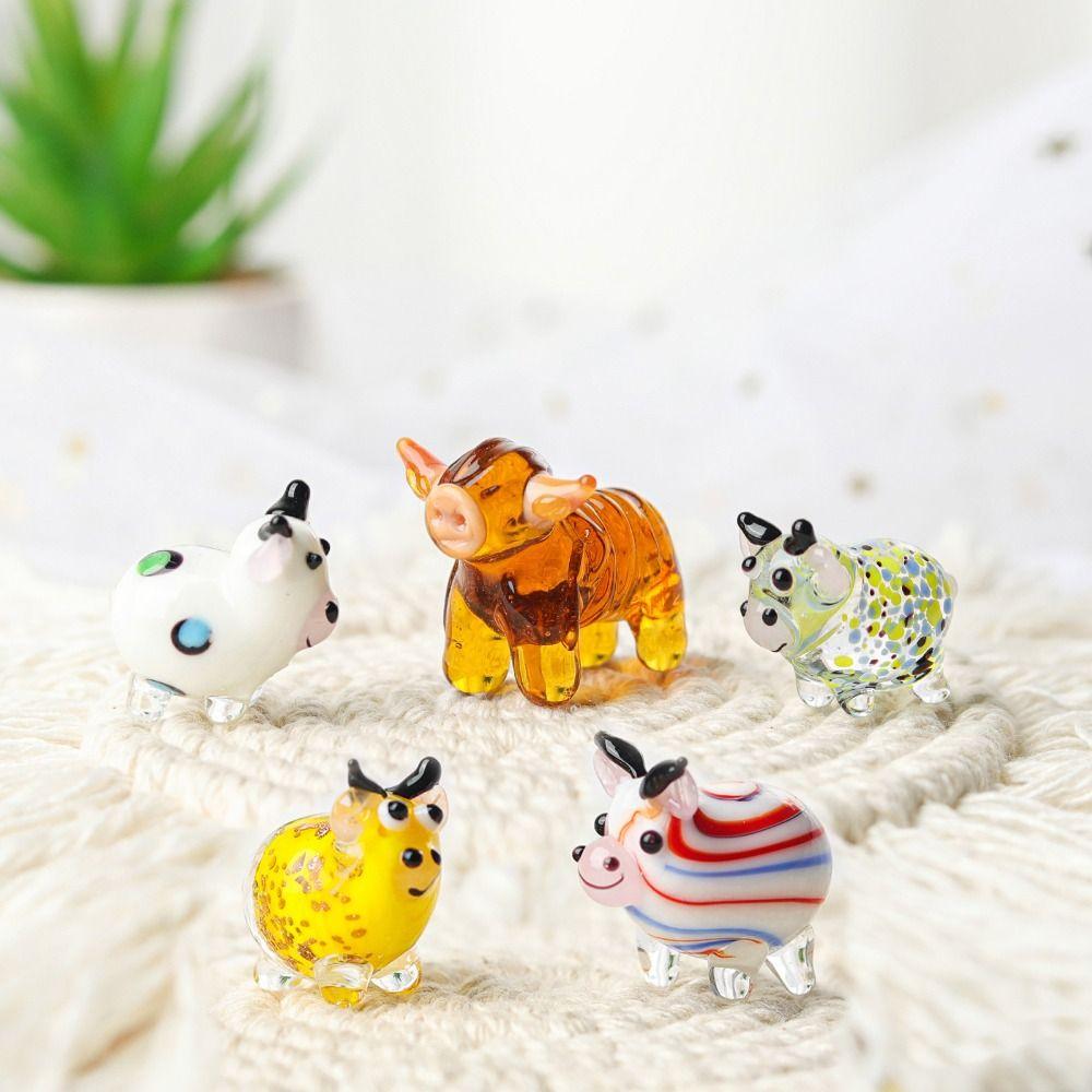

Glass Crystals Cow Figurine Table Ornaments Cow Statue Gift Cow Miniature Home Decor