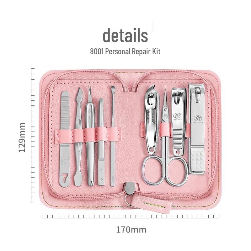 THREE SEVEN NTS-8001 9-Piece Stainless Steel Nail Clipper Set