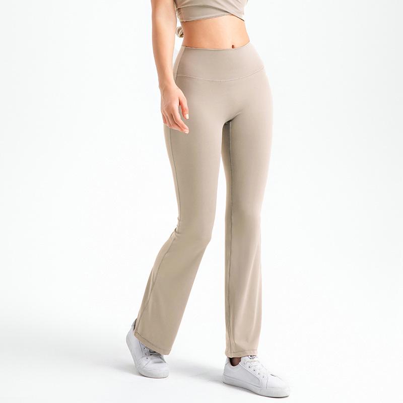 

Женские эластичные расклешенные брюки для йоги с высокой посадкой - Утягивающие, с контролем живота, с эффектом подтяжки бедер и идеально подходящие для бега и фитнеса Large абрикосовый/кремовый