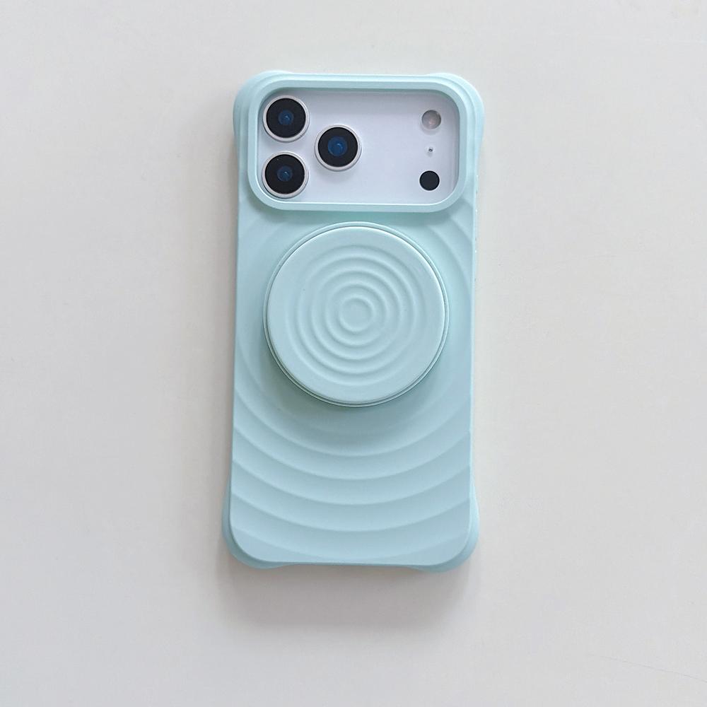 

Silicone Ripple Case For iPhone 17 Air With Hidden Holder For iPhone 17 16 15 14 Pro Max Plus Shockproof Stand Back Cover iPhone 15