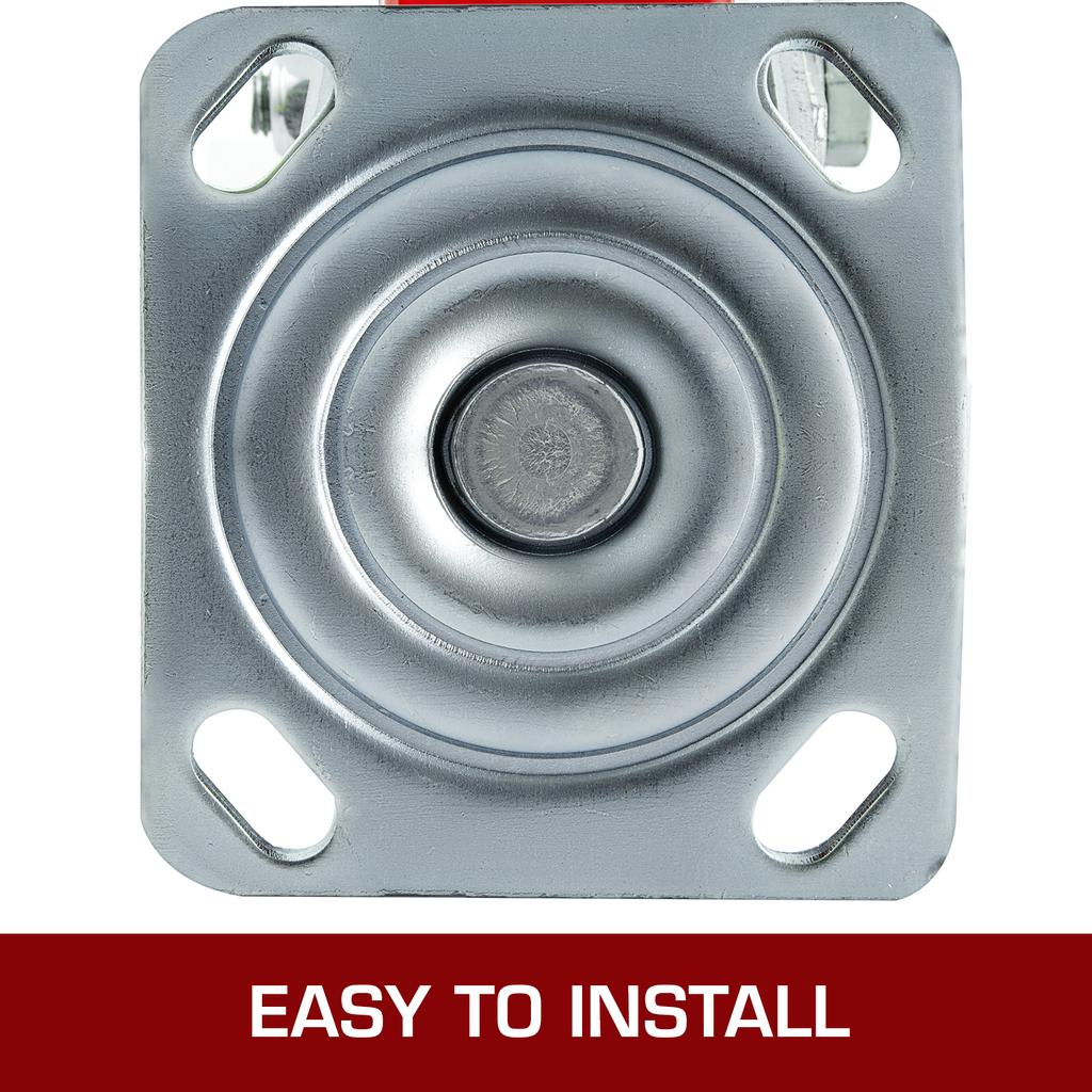 SucceBuy 4 Pack 6" X 2" Heavy Duty Iron Core Polyurethane 2 Rigid and 2 Swivel Casters Side Brake 1000LBS Capacity Per Wheel