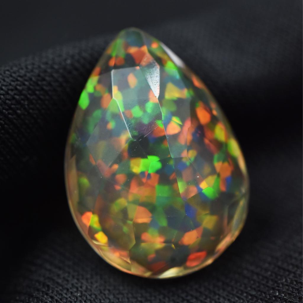 Lab-Created Opal Loose Gemstone Ethiopian 8.80 ct Pear Cut Multi-Color October Birthday Birthstone