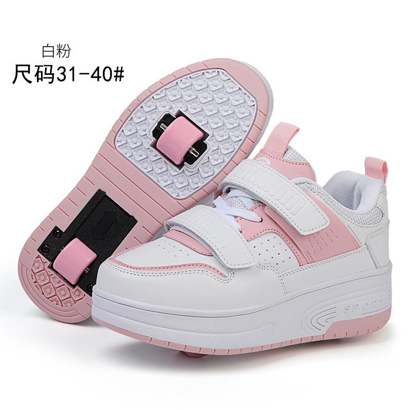 

Новые беговые туфли с двойным колесом, обувь для мальчиков и детей с колесами, деформационные туфли для девочек и взрослых 31