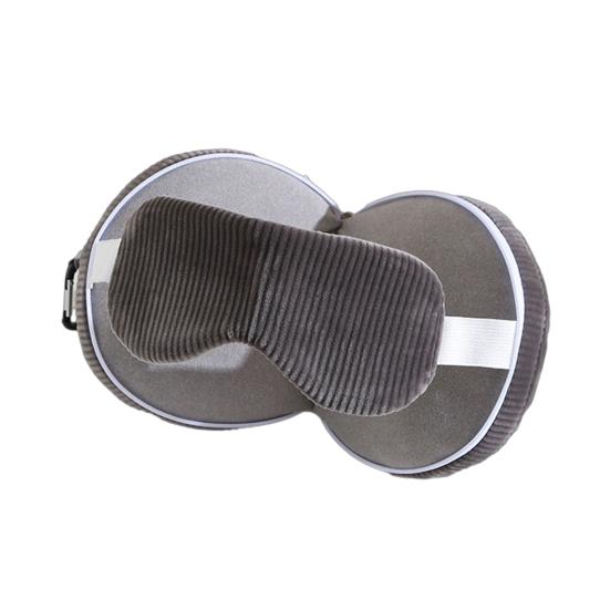 Yousheng Travel Neck Pillow with Eye Mask 2-in-1 Portable Neck Support Pillow Zippered Foldable Pillow with Carabiner for Neck Pain Relief Flights Car