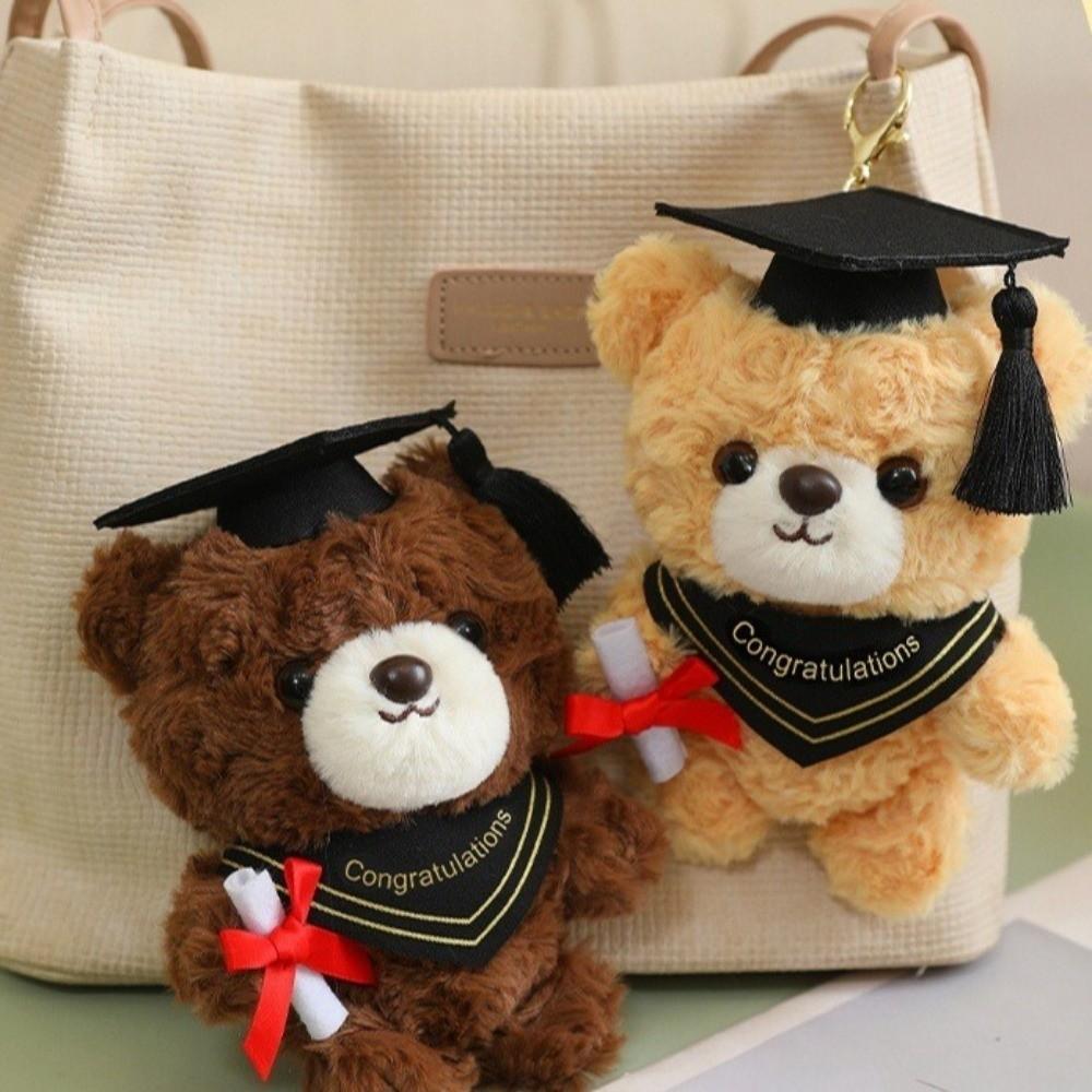 Cute Graduation Bear Doll 15cm Plush Doll Keychain Decor Accessory Bear Pendant Toy  Souvenir