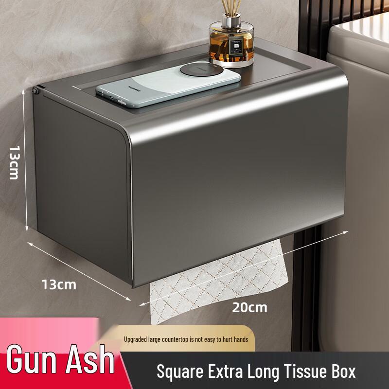 Nástěnný držák na toaletní papír z vesmírného hliníku s odkládací poličkou