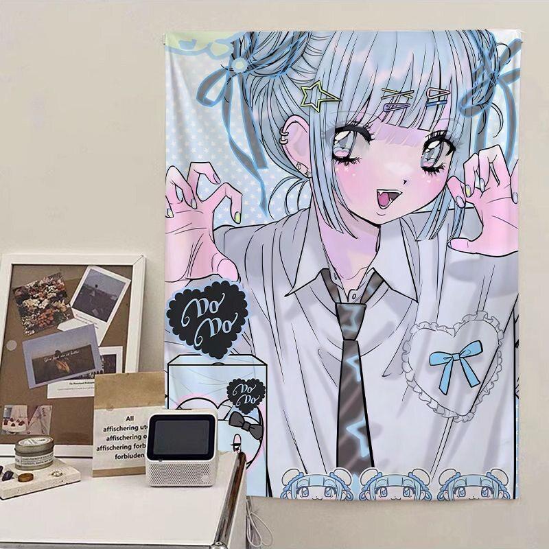Cute Japanese Style Anime Tapestry for Girls Bedroom Dorm Wall Hanging Decor Photo Background Headboard Design