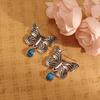 Retro Butterfly Blue Round Bead Ear Hook Female, National Style, Hong Kong Style, Personality Trend Temperament, Simple Earrings