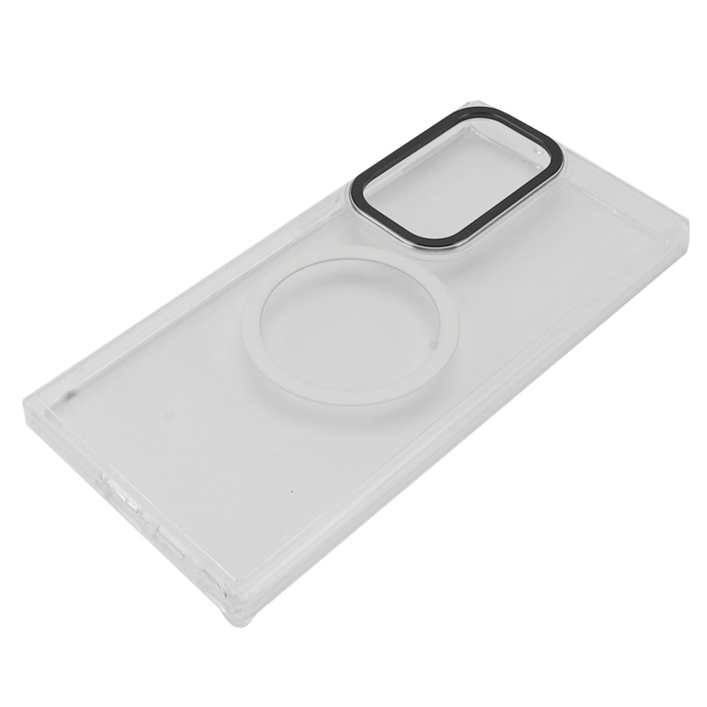 Mobile Phone Case for S23 Ultra Magnet Suction Transparent Phone Protective Shell with Metal Camera Ring