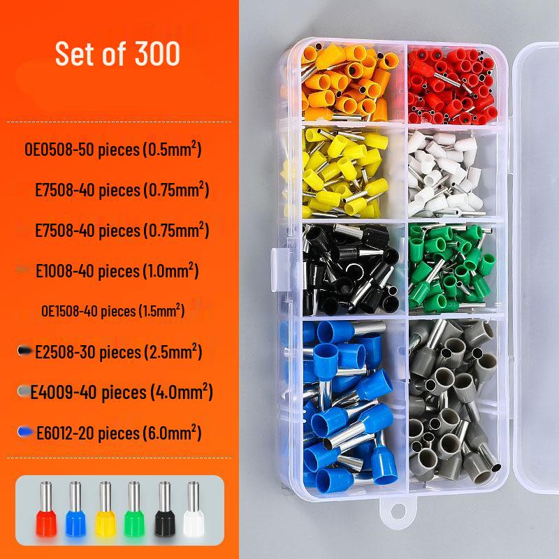 Pure Copper Cold Crimp Terminal Set - Pin Type Wire Lug & VE Tube Crimp Connector with Quick Press Wire Cap & Crimping Pliers