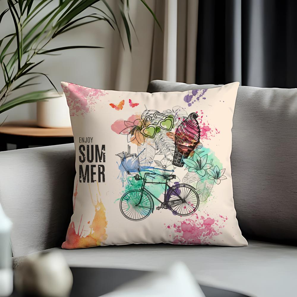 Fashion BBbicycleed Cushion Cover Antidustmite Pillowcase Invisible Zipper Silky Short Plush Sofa Cushion Cover