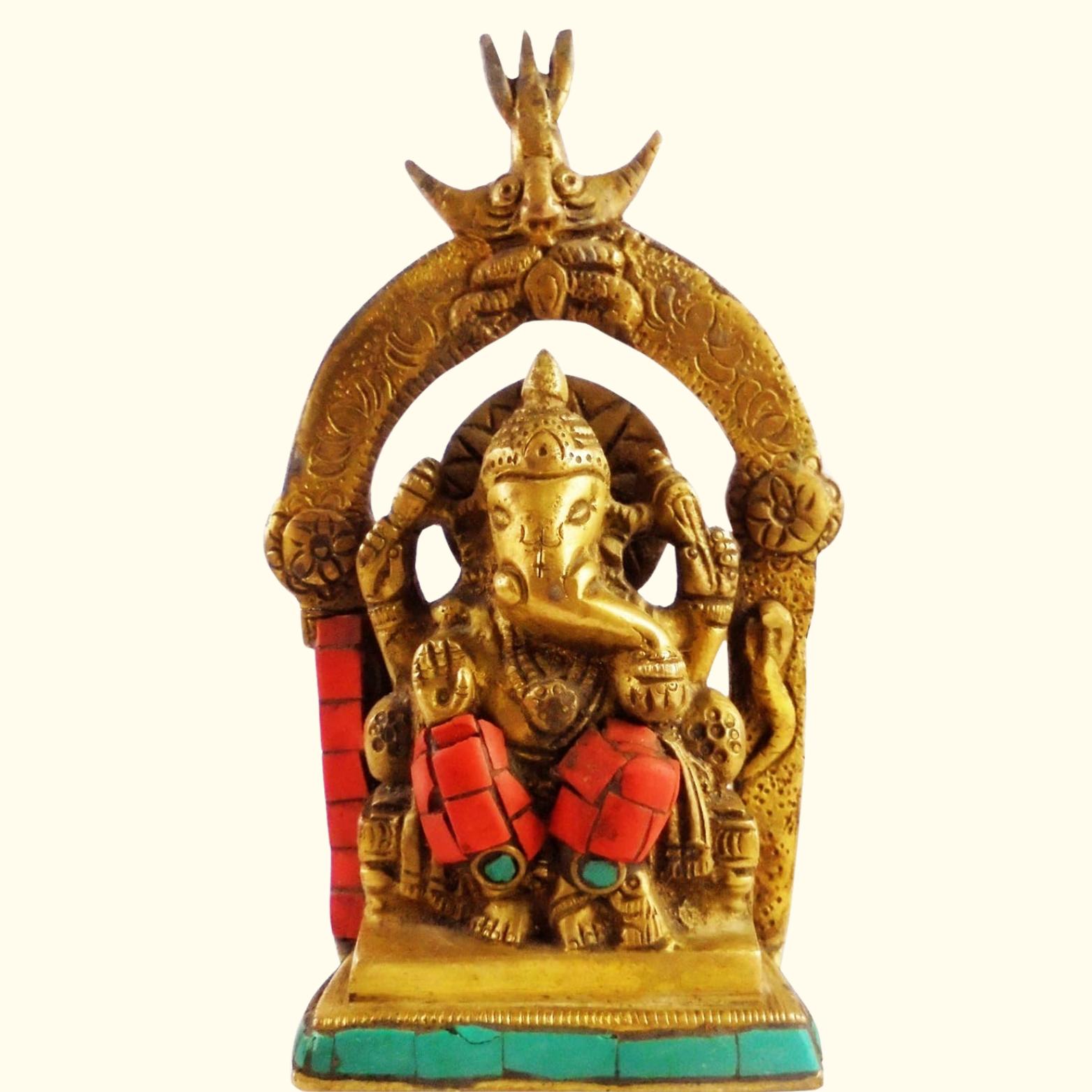 Lord Sitting Ganesha, Ganpati Bappa Statue, Home Decor Idol, Brass, Multicolor