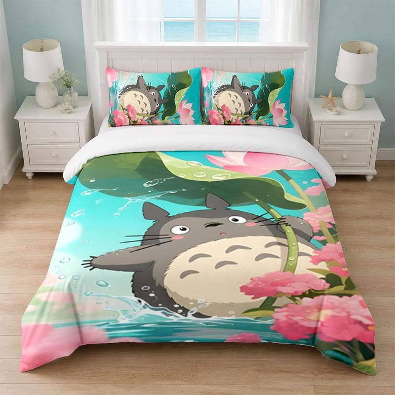 My Neighbor Totoro Bedroom 3Pcs Bedding Set Soft Bed Sheet Pillowcases Home Bedding Decoration