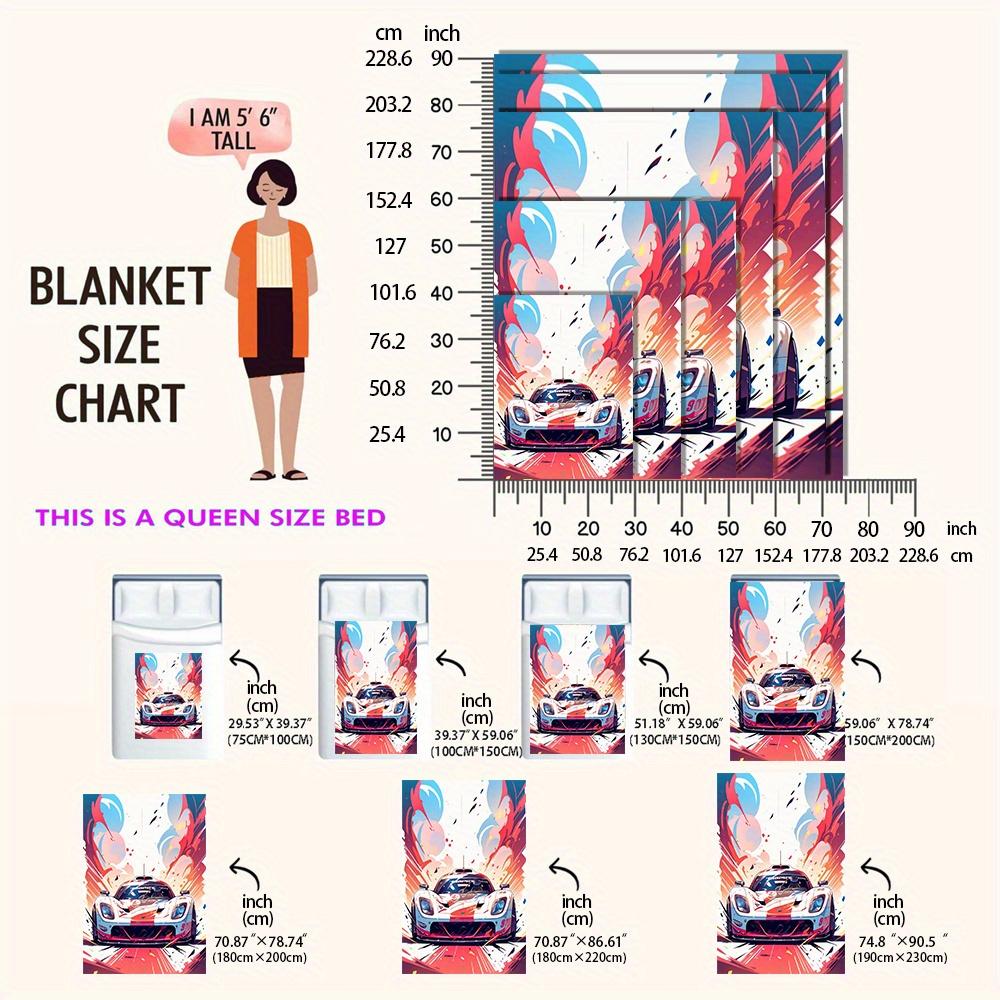 Bright and retro racing pattern Flannel printed blanket suitable for all seasons suitable for living room office sofa and travel
